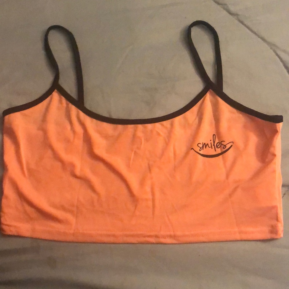 Pink/Peach Cropped Polyester Shirt